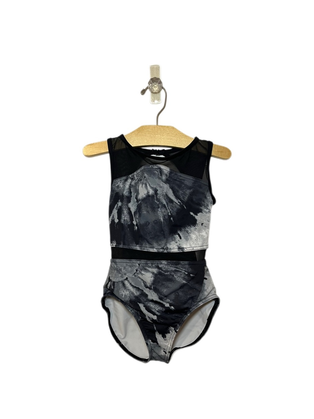 Balera Girls Small Black & Gray Tie-Dye One-Piece Dance Leotard